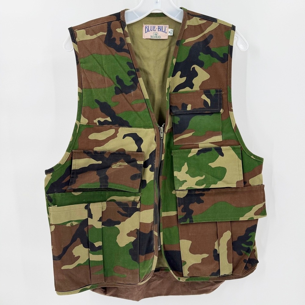 BLUE BILL RED HEAD Vintage Camouflage Hunting Vest Game Pouch Men's Me